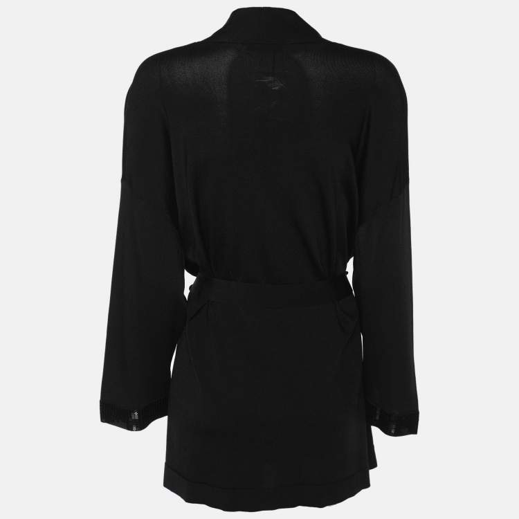 Pre Owned Elena Miro Black Stretch Knit Cardigan XL