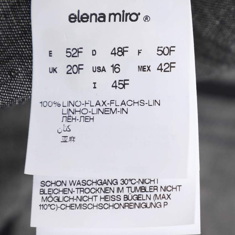 مملوكة مسبقًا Elena Miro Grey Linen Marble Stirup Long Sleeve Shirt L