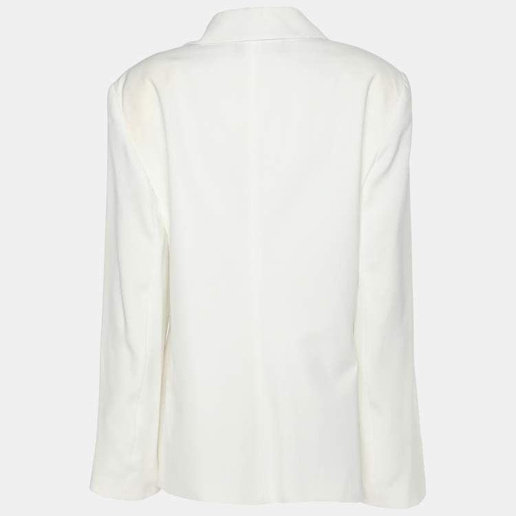 Pre Owned Elena Miro White Satin Single Breasted Blazer L