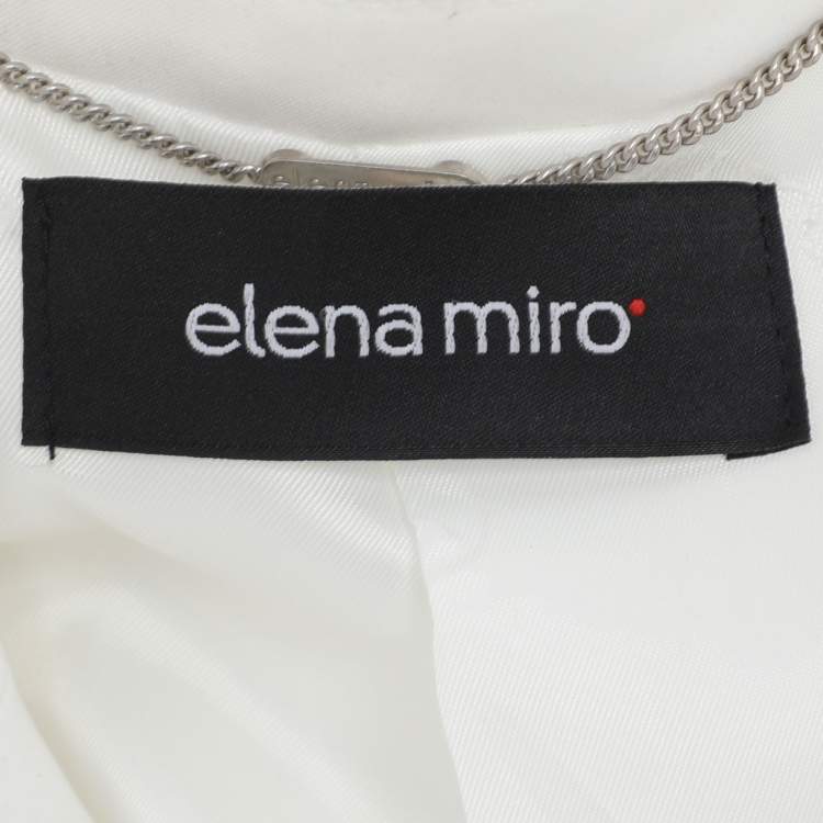 Pre Owned Elena Miro White Satin Single Breasted Blazer L