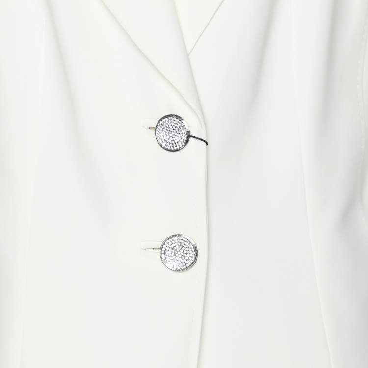 Pre Owned Elena Miro White Satin Single Breasted Blazer L