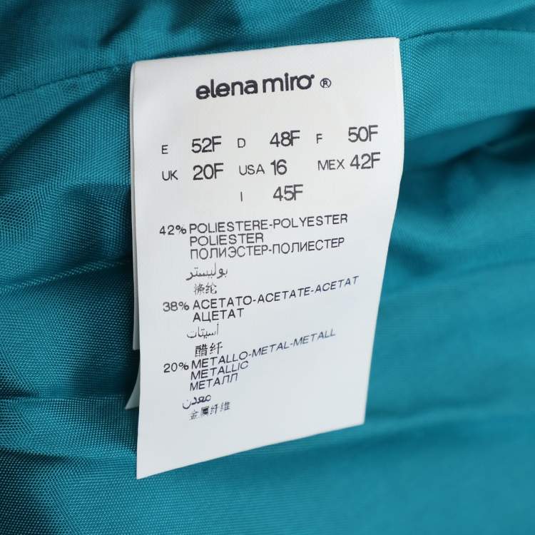 Pre Owned Elena Miro Metallic Green Taffeta Belted Trench Coat L