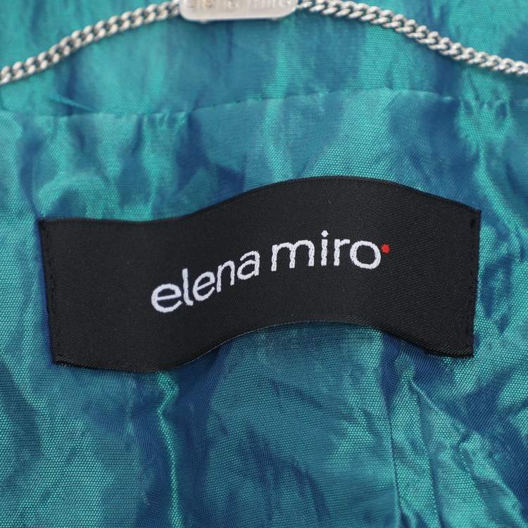 Pre Owned Elena Miro Metallic Green Taffeta Belted Trench Coat L