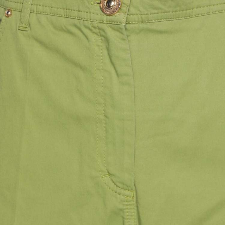 Pre Owned Elena Miro Green Stretch Cotton Wide Leg Pants XL