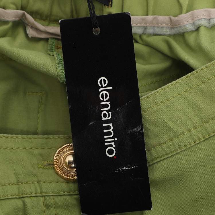 Pre Owned Elena Miro Green Stretch Cotton Wide Leg Pants XL