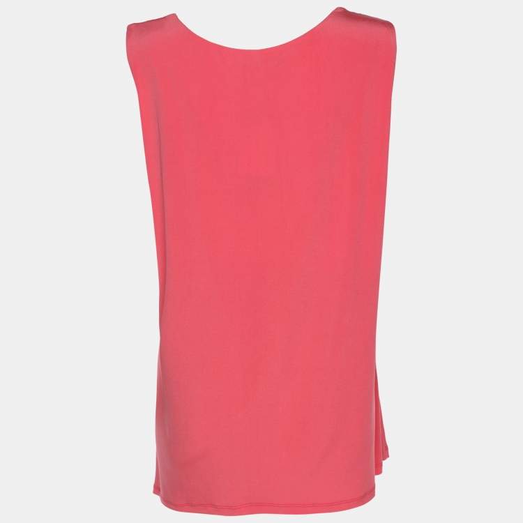Pre Owned Elena Miro Pink Jersey Sleeveless Top XL