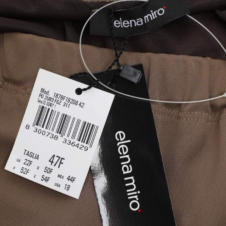 مملوكة مسبقًا Elena Miro Khaki Jersey Belted Midi Skirt XL