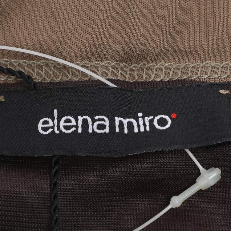 مملوكة مسبقًا Elena Miro Khaki Jersey Belted Midi Skirt XL