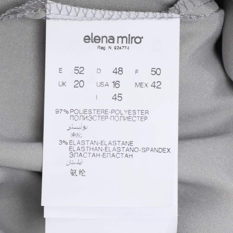 Pre Owned Elena Miro Grey Stretch Satin Neck Tie Tops XXL