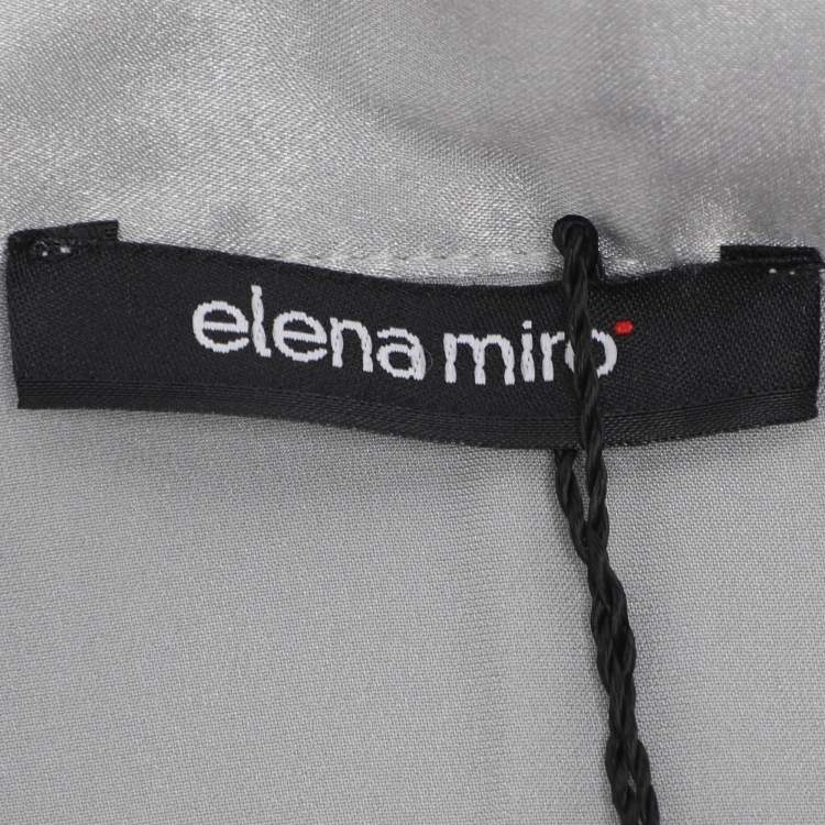 Pre Owned Elena Miro Grey Stretch Satin Neck Tie Tops XXL