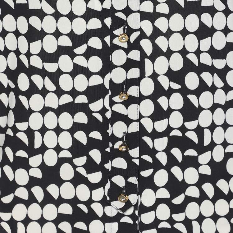 Pre Owned Elena Miro Black/White Printed Jersey Tops L