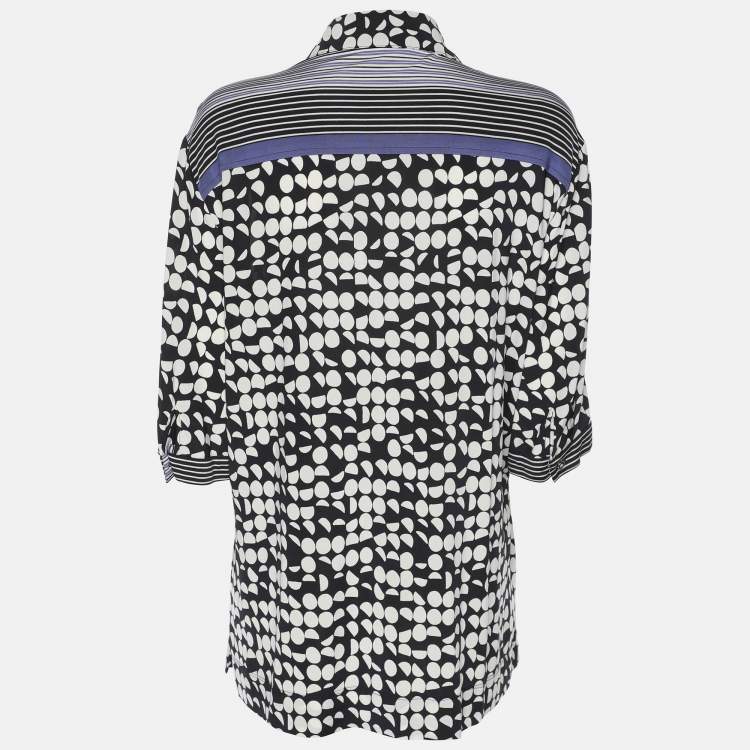 Pre Owned Elena Miro Black/White Printed Jersey Tops L
