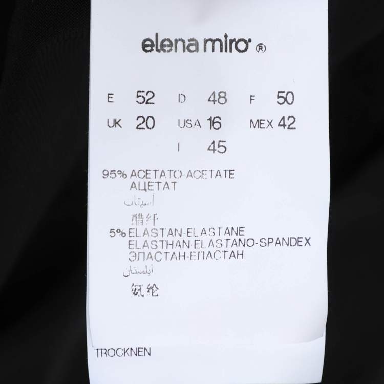 Pre Owned Elena Miro Black Jersey Ruched Neck Blouse L