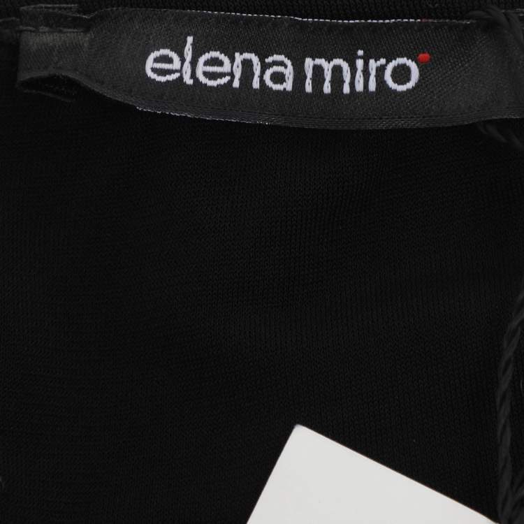 Pre Owned Elena Miro Black Jersey Ruched Neck Blouse L