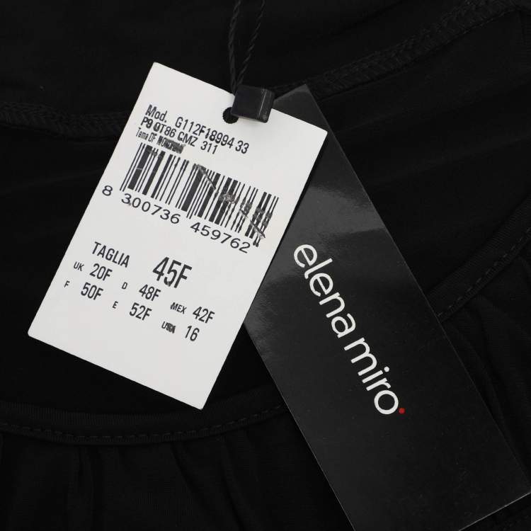 Pre Owned Elena Miro Black Jersey Ruched Neck Blouse L