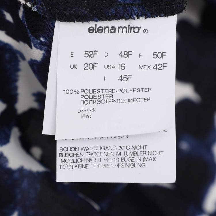 Pre Owned Elena Miro Blue Chiffon Georgette Print Long Sleeve Shirt L