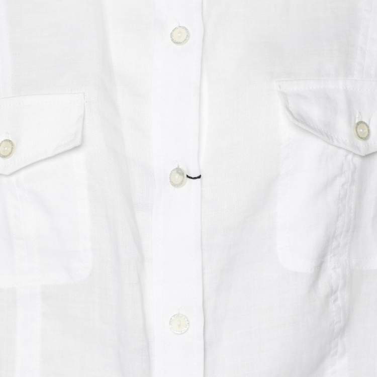 Pre Owned Elena Miro White Linen Button Front Shirt XXXL