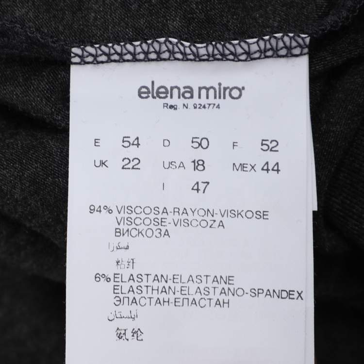 Pre Owned Elena Miro Dark Grey Jersey Embellished V Neck Top XXL
