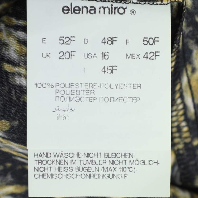 Pre Owned Elena Miro Multicolor Tweed Print Crepe Pintuck Neck Tie Shirt L