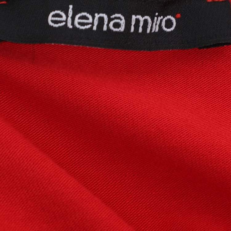 Pre Owned Elena Miro Red Jersey V Nick 3/4 Sleeve Blouse L