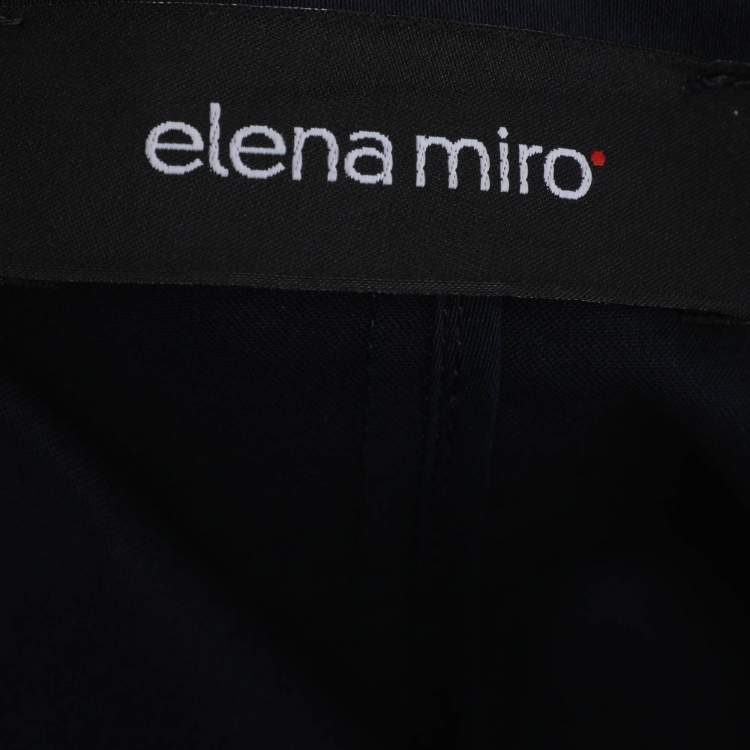 Pre Owned Elena Miro Navy Blue Stretch Cotton Single Breasted Short Coat L