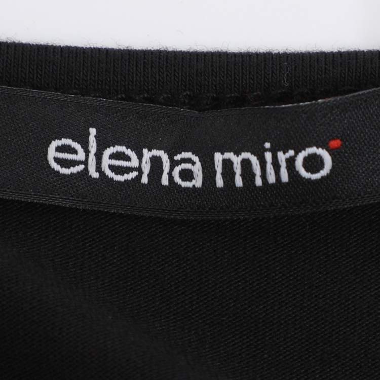 Pre Owned Elena Miro Black Jersey Embellished Long Sleeve Sweater L