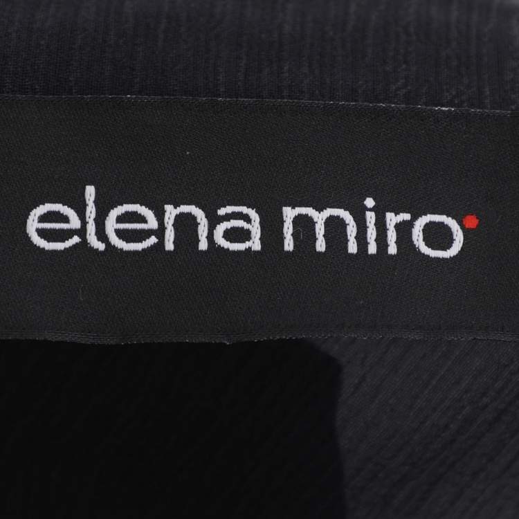 Pre Owned Elena Miro Black Chiffon Embellished Long Sleeve Shirt Set XL