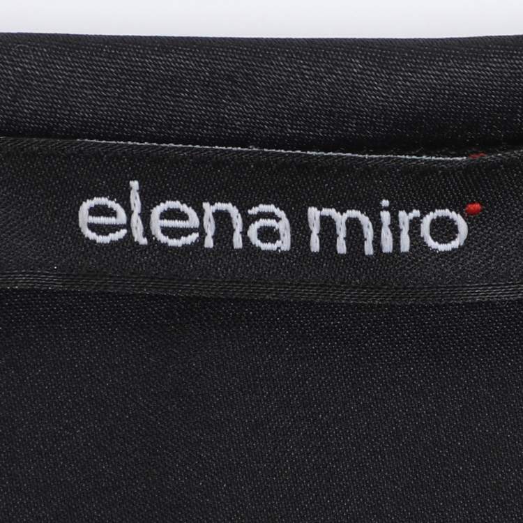 Pre Owned Elena Miro Black Satin Crystal Embellished Sleeveless Camisole L