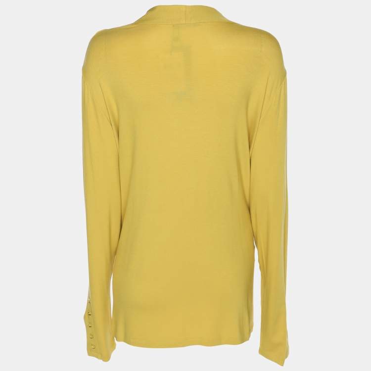 Pre Owned Elena Miro Yellow Jersey V Neck Tops 