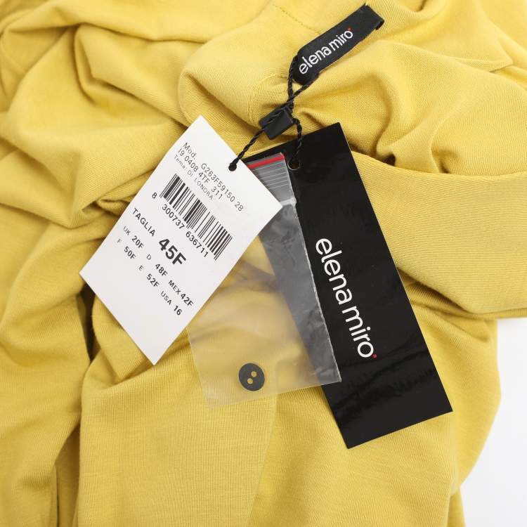 Pre Owned Elena Miro Yellow Jersey V Neck Tops 