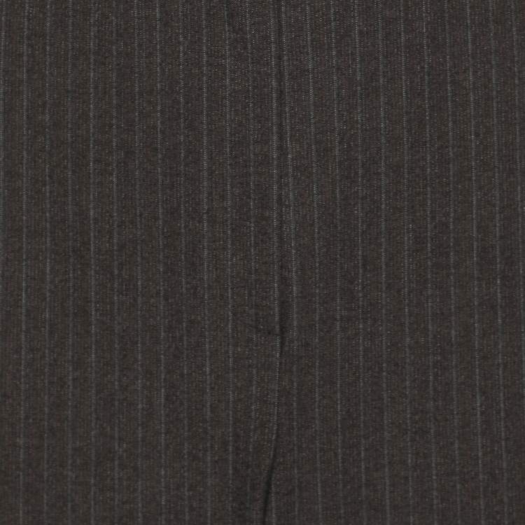 Pre Owned Elena Miro Grey Striped Polyester Blend Fabric Trousers XXL