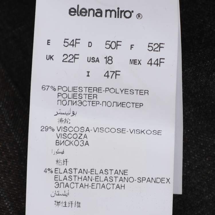 Pre Owned Elena Miro Grey Striped Polyester Blend Fabric Trousers XXL