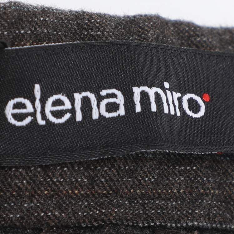 Pre Owned Elena Miro Grey Striped Polyester Blend Fabric Trousers XXL