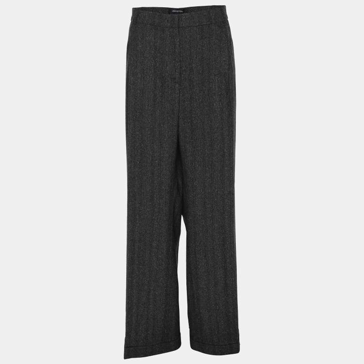 Pre Owned Elena Miro Grey Wool Blend Wide Leg Trousers XL