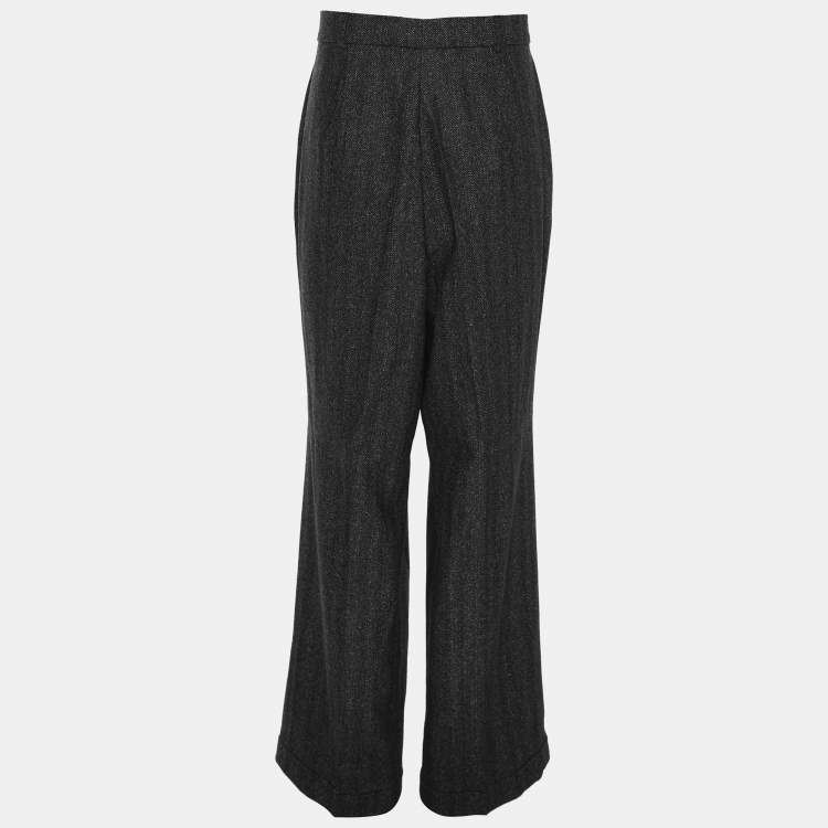 Pre Owned Elena Miro Grey Wool Blend Wide Leg Trousers XL