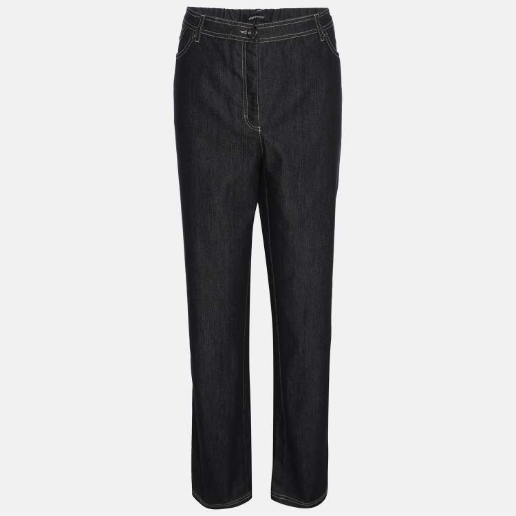 Pre Owned Elena Miro Indigo Blue Stretch Denim Wide Leg Jeans XL