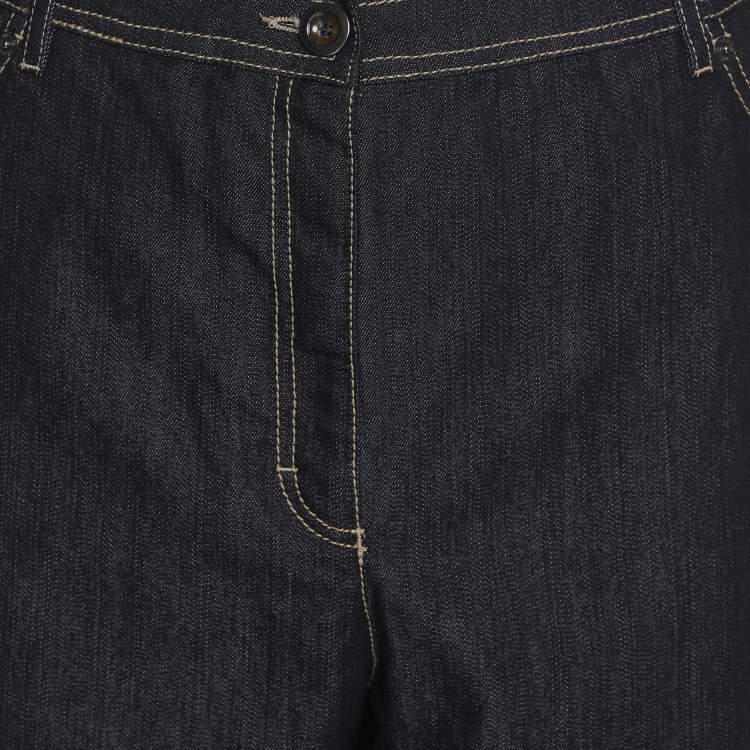 Pre Owned Elena Miro Indigo Blue Stretch Denim Wide Leg Jeans XL