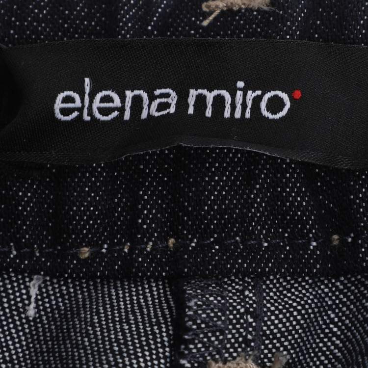 Pre Owned Elena Miro Indigo Blue Stretch Denim Wide Leg Jeans XL