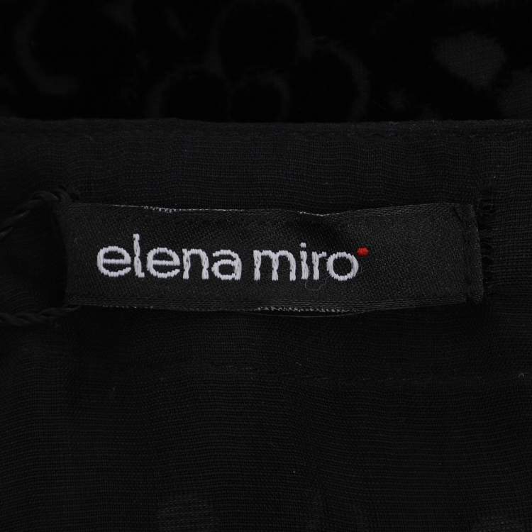 Pre Owned Elena Miro Black Devore Shirt and Skirt Set XL