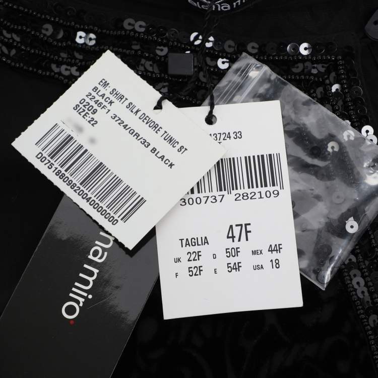 Pre Owned Elena Miro Black Devore Shirt and Skirt Set XL