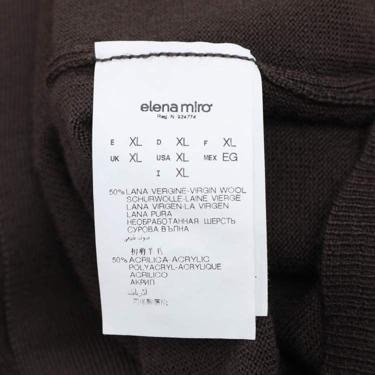 Pre Owned Elena Miro Brown Stretch Knit Belted Cardigan XL