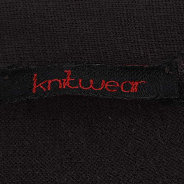 Pre Owned Elena Miro Brown Stretch Knit Belted Cardigan XL