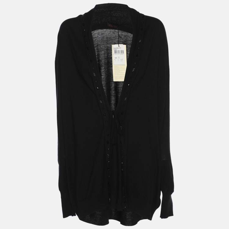 Pre Owned Elena Miro Black Jersey Embellished Cardigan L