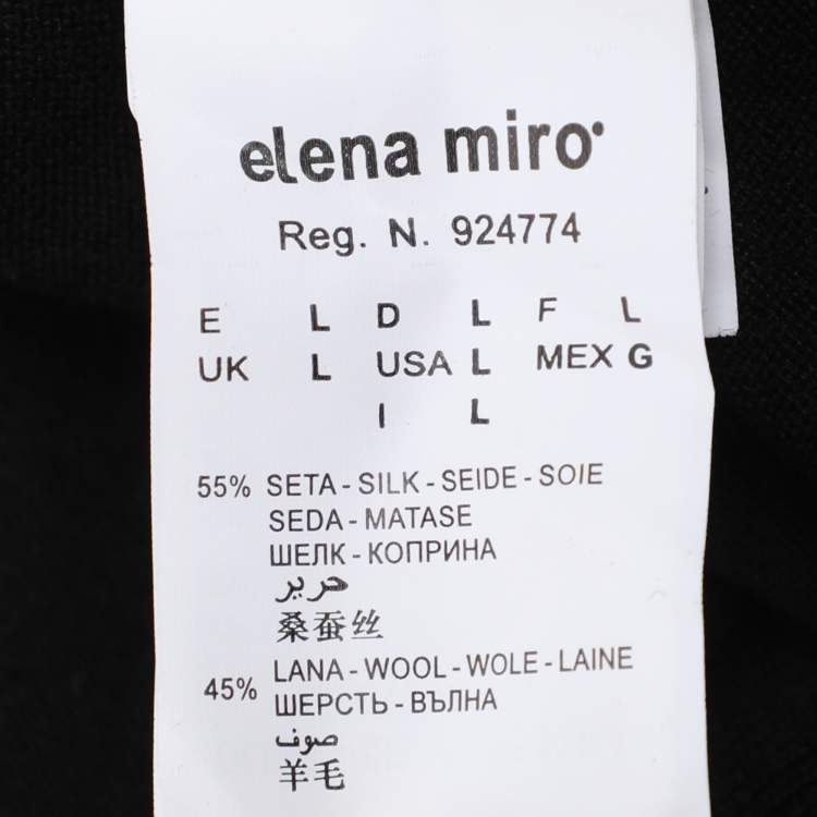 Pre Owned Elena Miro Black Jersey Embellished Cardigan L