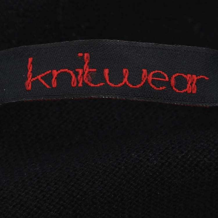 Pre Owned Elena Miro Black Jersey Embellished Cardigan L