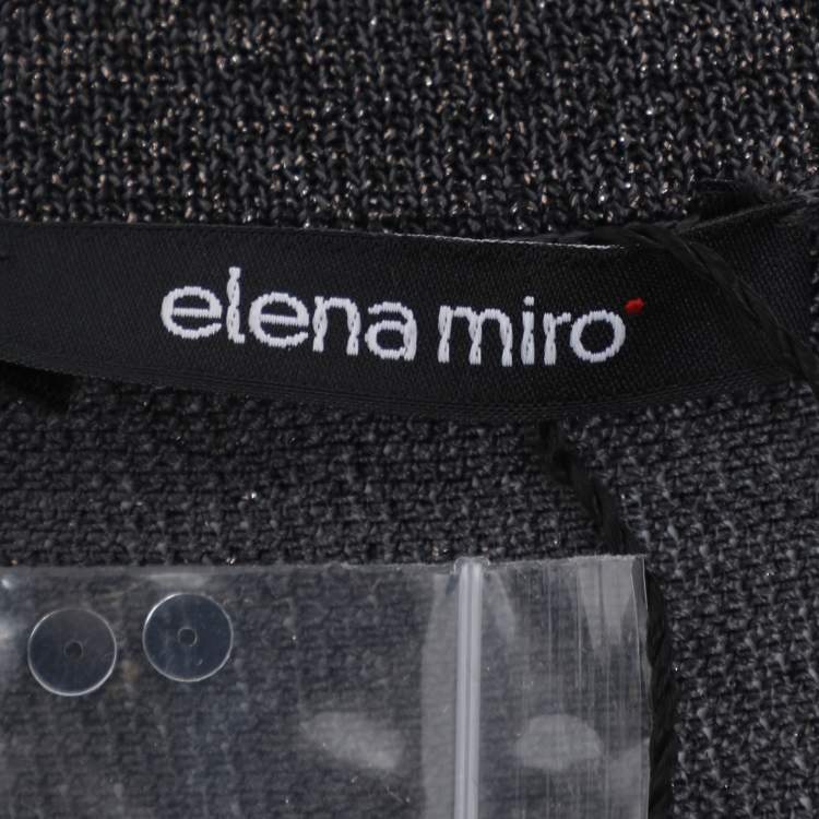 Pre Owned Elena Miro Grey Shimmered Lurex Knit Shrug Top XL