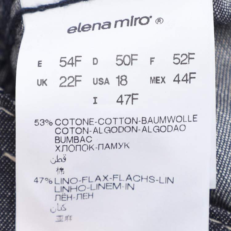 Pre Owned Elena Miro Blue Linen Blend Pants XXL