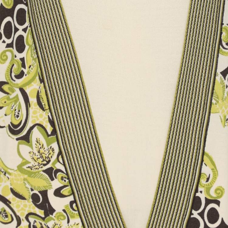 Pre Owned Elena Miro Multicolor Floral Rib Knit Top XL