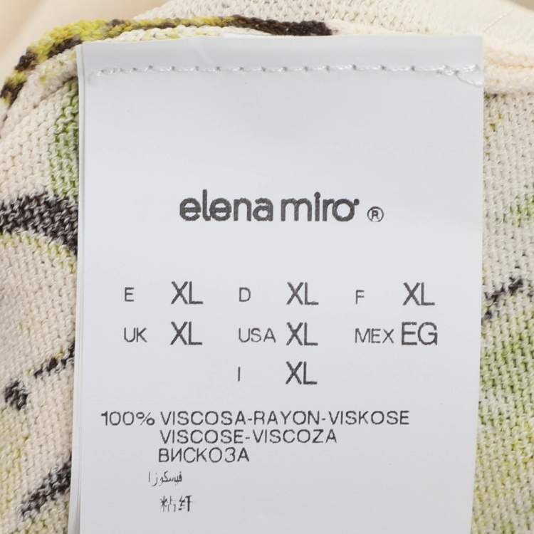 Pre Owned Elena Miro Multicolor Floral Rib Knit Top XL