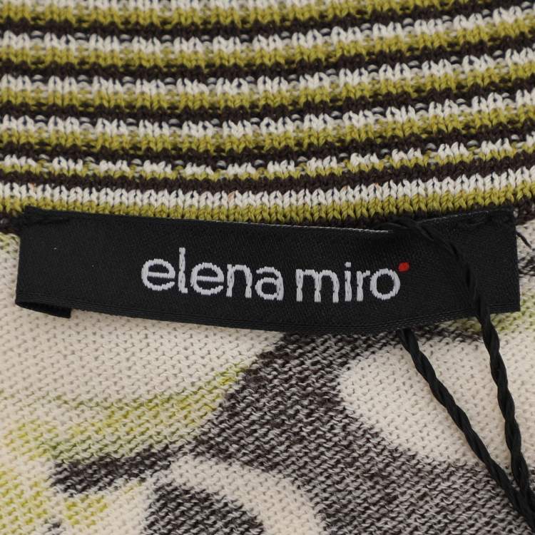 Pre Owned Elena Miro Multicolor Floral Rib Knit Top XL